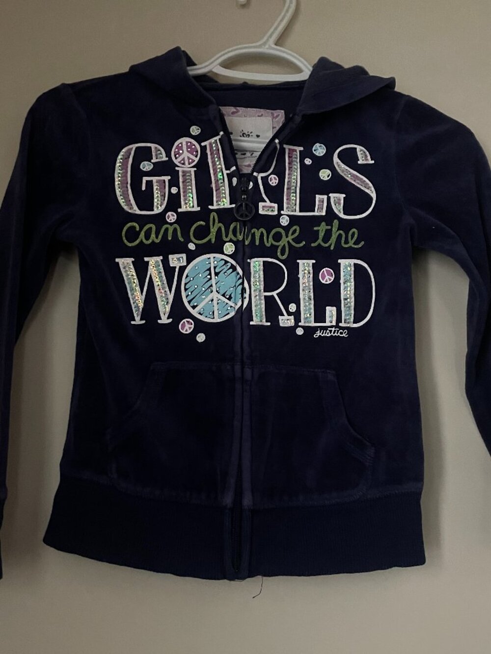Justice Girls Hoodie – Peace Graphic Zip-Up
